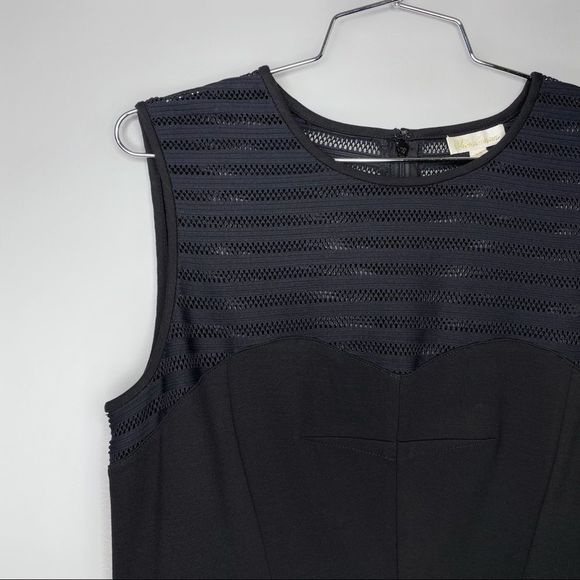 Shoshanna Women’s Stretch Mesh Stripe Calvin Sleeveless Dress Size 12 Black Navy - Picture 9 of 11